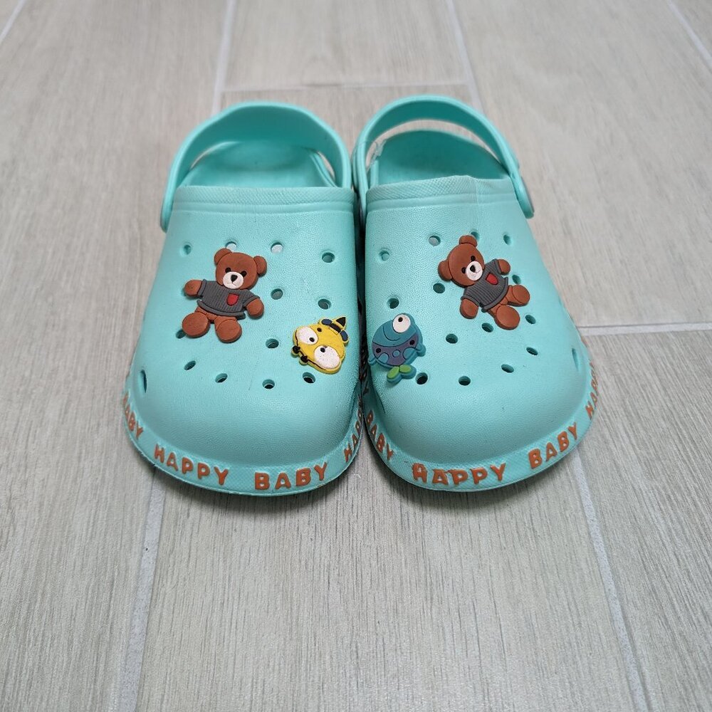 NWT Super Cute AQUA BLUE Teddy Clogs Kids Unisex Slip-ons Sizes 12M to 12 yrs